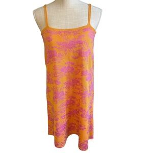 Zara Orange and Pink Floral Dress with Spaghetti Straps Size small